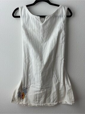 White Winnie the Pooh Embroidered Mini Dress Coquette Y2K Lace Trim